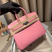 Hermes Birkin 25 Vert de Eau Pink Matte Alligator Palladium Hardware Bag - 3