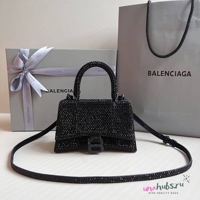 Balenciaga Hourglass XS Rhinestone Black Bag - 1