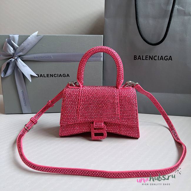 Balenciaga Hourglass XS Rhinestone Pink Bag - 1