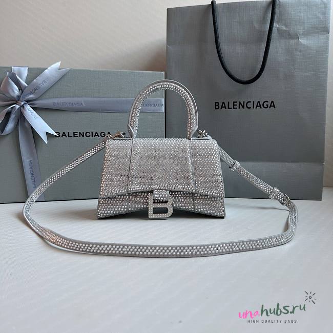 Balenciaga Hourglass XS Rhinestone Silver Bag - 1