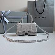 Balenciaga Hourglass XS Rhinestone Silver Bag - 1