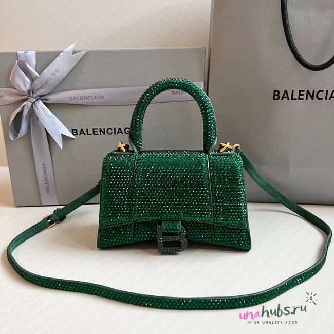 Balenciaga Hourglass XS Rhinestone Green Bag - 1