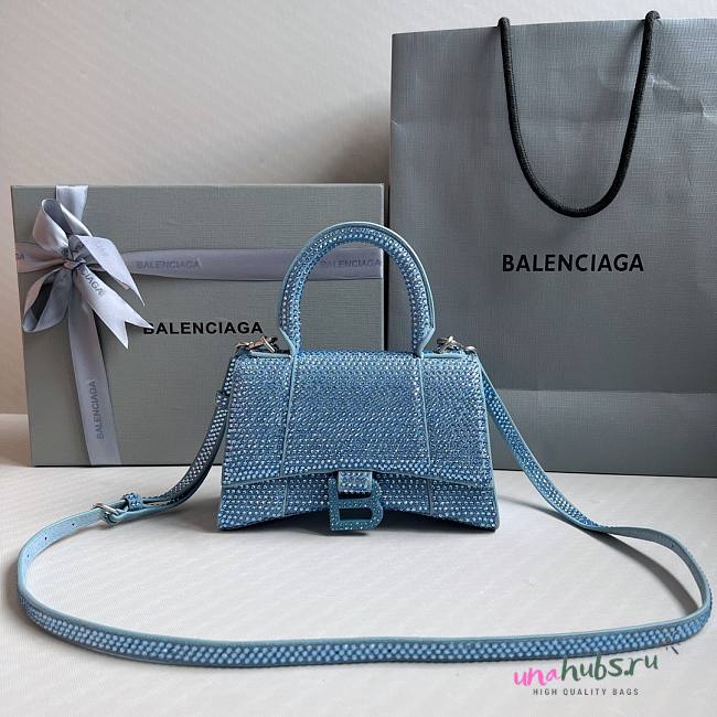 Balenciaga Hourglass XS Rhinestone Blue Bag - 1