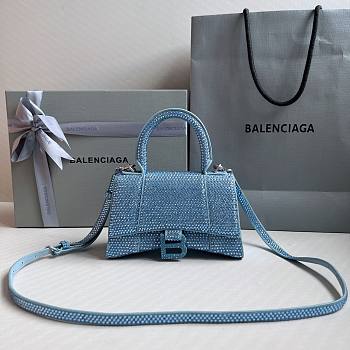 Balenciaga Hourglass XS Rhinestone Blue Bag