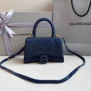 Balenciaga Hourglass XS Rhinestone Dark Blue Bag - 1