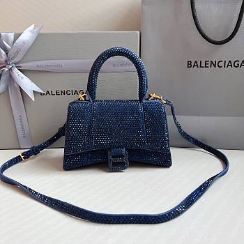 Balenciaga Hourglass XS Rhinestone Dark Blue Bag