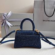 Balenciaga Hourglass XS Rhinestone Dark Blue Bag - 3