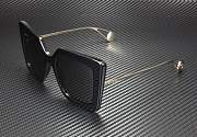 GUCCI GG0435S Rectangular Sqr Black Shiny Gold Sunglasses - 1