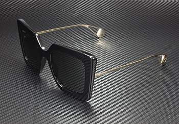 GUCCI GG0435S Rectangular Sqr Black Shiny Gold Sunglasses