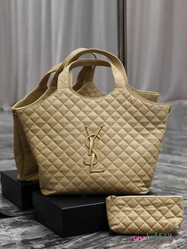 YSL Icare Maxi Shopping Beige Lambskin Bag - 1