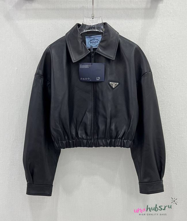 Prada black leather coat - 1