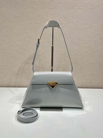 Prada medium gray brushed leather handbag