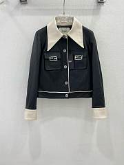 Fendi leather coat (black/ pink/ white) - 4