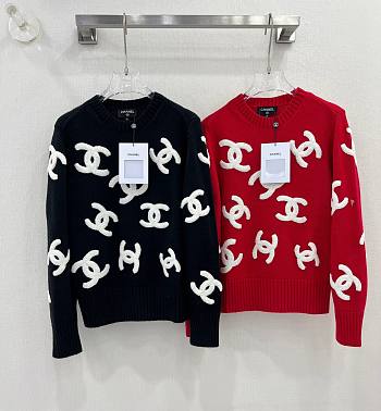Chanel CC logo sweater ( black/ red)
