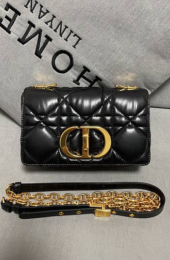 Dior Caro Black Quilted Macrocannage Puffer Calfskin Bag