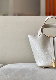 Hermes Picotin white grained leather 18 - 3