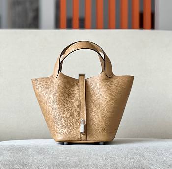 Hermes Picotin light brown grained leather 18