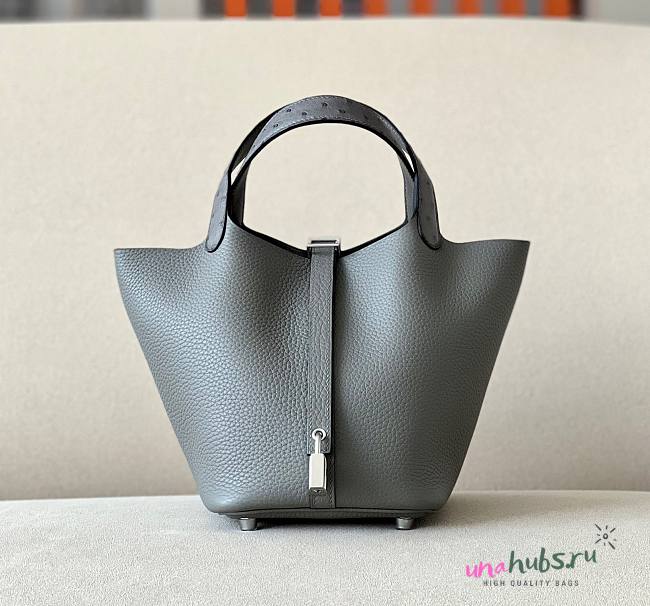 Hermes Picotin gray grained leather 18 - 1