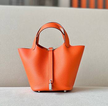 Hermes Picotin pure orange grained leather 18