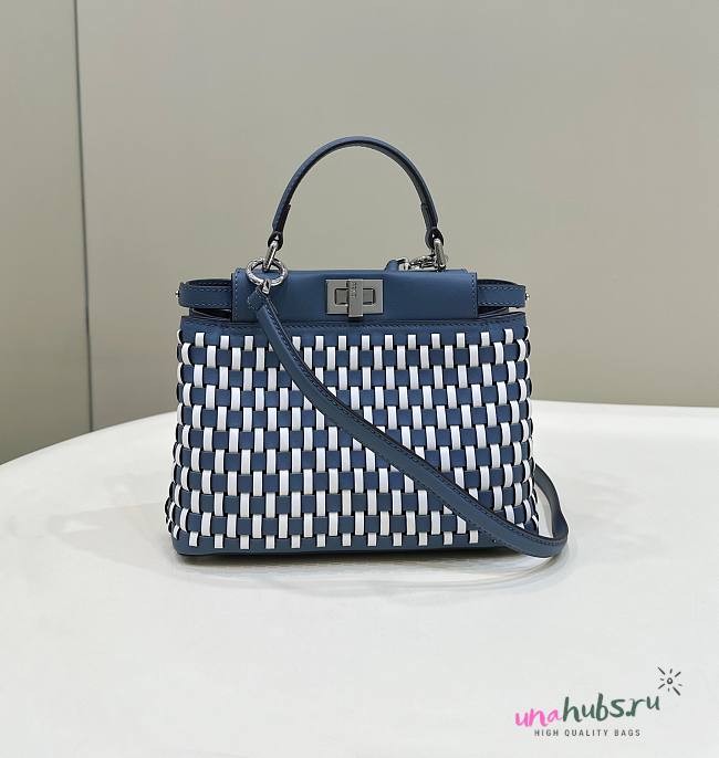 Fendi Peekaboo Mini Cuir Blanc Blue Bag - 1