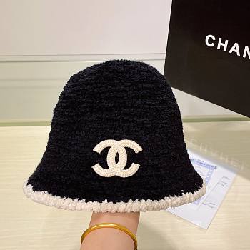 Chanel black knitted bucket hat