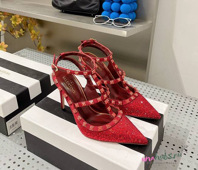 Valentino garavani red sequin rockstud heels - 1