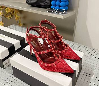 Valentino garavani red sequin rockstud heels