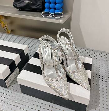 Valentino garavani silver sequin rockstud heels 