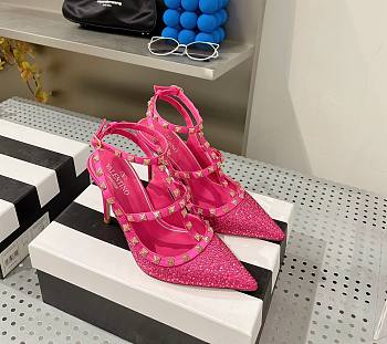 Valentino garavani pink sequin rockstud heels