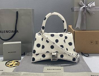 Balenciaga Polka Dot Small Hourglass White Top Handle Bag