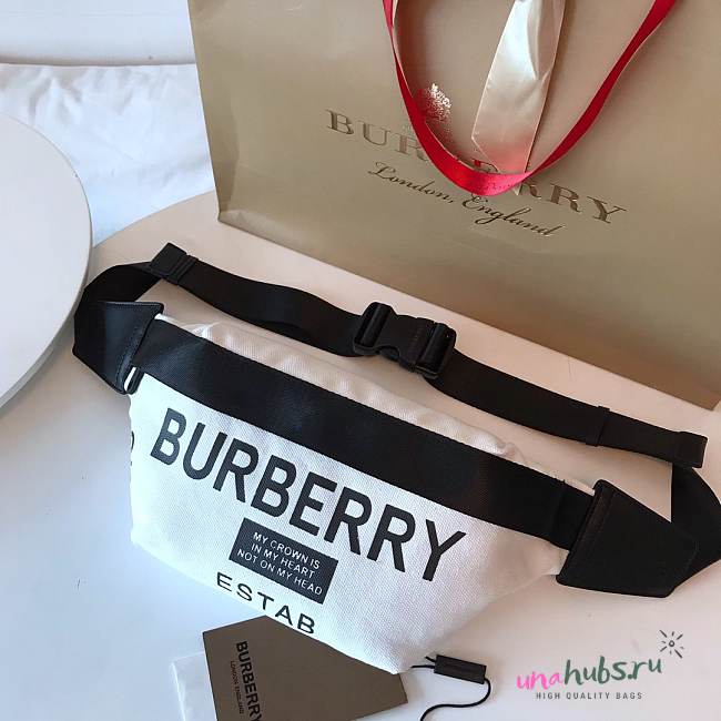 Burberry white logo printed belt bag - 1