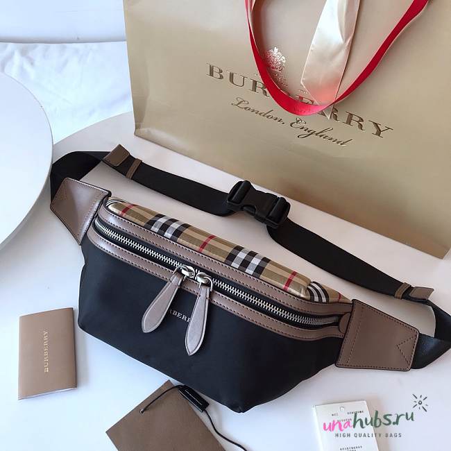 Burberry black logo printed belt bag - 1