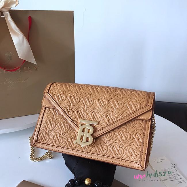 BURBERRY Small quilted TB Envelope brown bag - 1