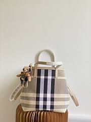 Burberry beige check tote handbag  - 6