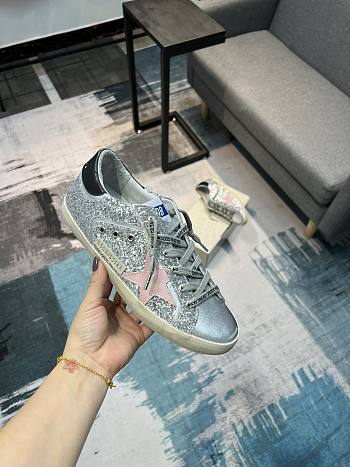 Golden Goose GGDB silver pink star sneakers
