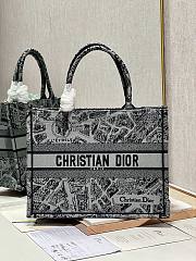 Dior medium book tote gray plan de Paris embroidery bag - 1