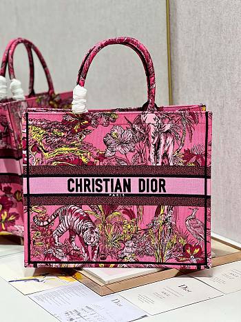 Dior large book tote celestial pink multicolor embroidery bag