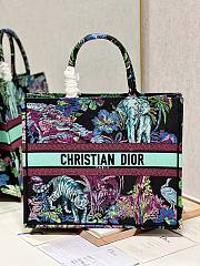 Dior large book tote blue multicolor embroidery bag - 1