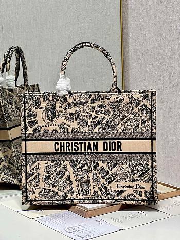 Dior large book tote beige plan de Paris embroidery bag