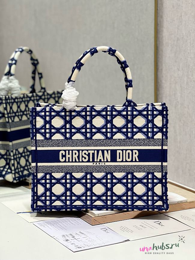 Dior medium blue caro embroidery bag - 1