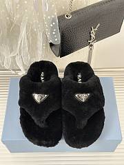 Prada black shearling slippers - 3