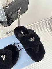 Prada black shearling slippers - 5