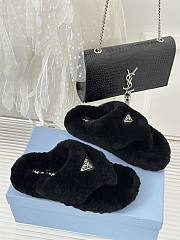 Prada black shearling slippers - 6