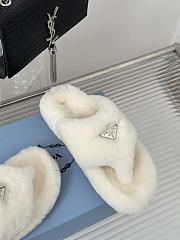 Prada white shearling slippers - 5