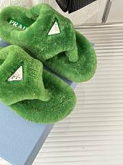 Prada green shearling slippers - 4