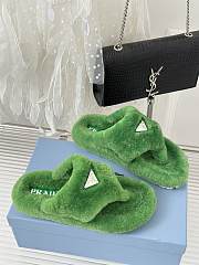 Prada green shearling slippers - 5