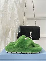 Prada green shearling slippers - 2