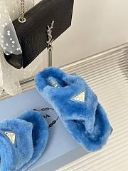 Prada blue shearling slippers - 4