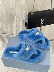 Prada blue shearling slippers - 2