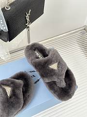 Prada grey shearling slippers - 5